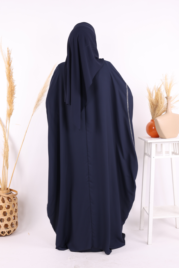 Taş İşleme Detaylı Abayalı Elbise Takım 8500 Lacivert - 7