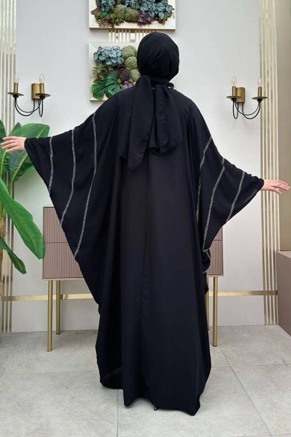 Taş İşleme Detaylı Abayalı Elbise Takım 8500 Siyah - 2