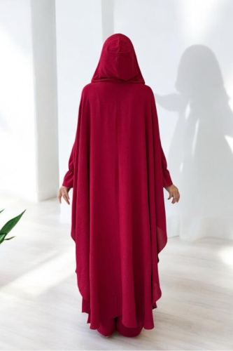 Tunik, Pantolon ve Abaya Üçlü Takım 8663 Bordo - Bym Fashion (1)