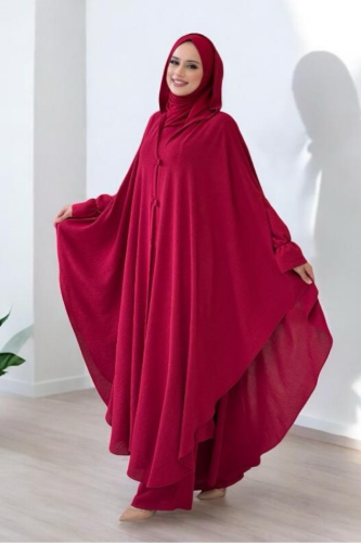 Tunik, Pantolon ve Abaya Üçlü Takım 8663 Bordo - 3