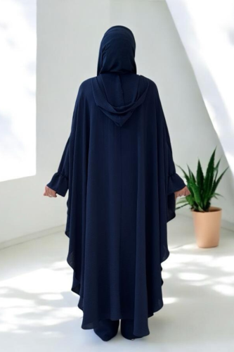 Tunik, Pantolon ve Abaya Üçlü Takım 8663 Lacivert - Bym Fashion (1)