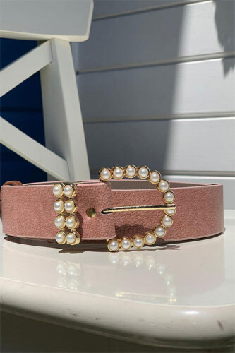 9001 Pearl Buckle Belt Powder - Bym Fashion