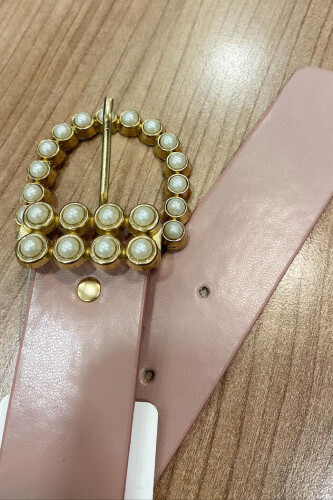 9001 Pearl Buckle Belt Powder - Bym Fashion (1)