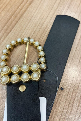 9001 Pearl Buckle Belt Black - Bym Fashion (1)