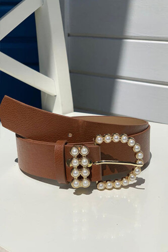 9001 Pearl Buckle Belt Taba - Bym Fashion