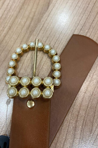 9001 Pearl Buckle Belt Taba - Bym Fashion (1)
