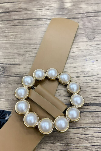 9010 Thick Pearl Belt Mink - Bym Fashion