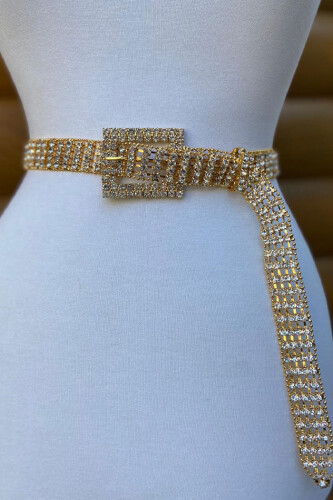 9033 Bym Stone Belt Gold - Bym Fashion
