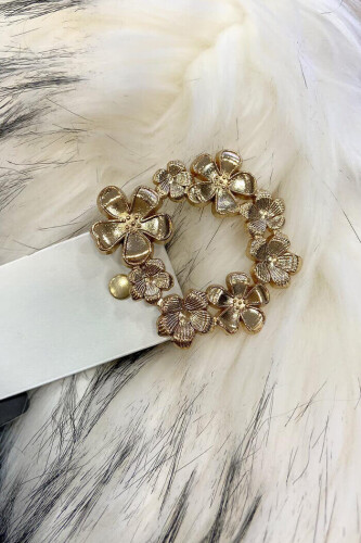 9045 Flower Buckle Belt Ecru - Bym Fashion