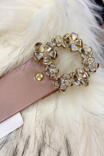 9045 Flower Buckle Belt Powder - Bym Fashion