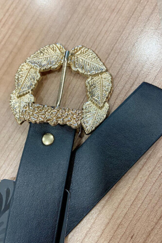 9048 حزام أوراق أسود - Bym Fashion