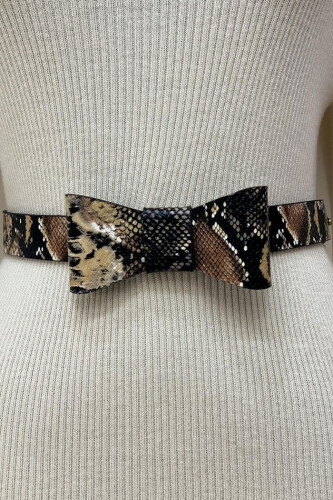 9054 Snake Pattern Belt Black - Bym Fashion