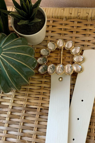 9056 Belt Ecru - Bym Fashion