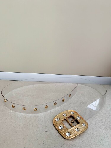 9096 Transparent Belt Gold - Bym Fashion (1)