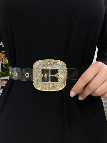 9096 Şeffaf Kemer Gold - Bym Fashion