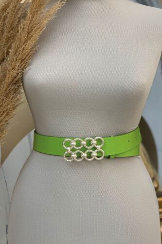 9104 kemer Yağ Yeşili - Bym Fashion