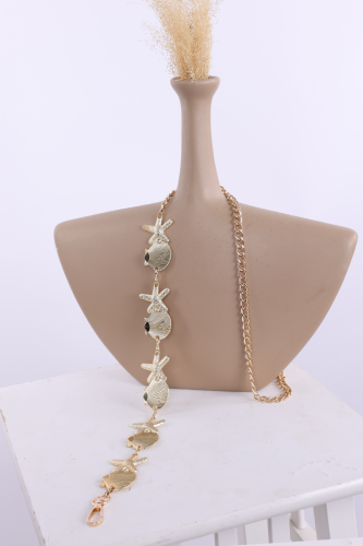 Deniz Kabuklu Zincir Kemer 9107 Gold - Bym Fashion (1)