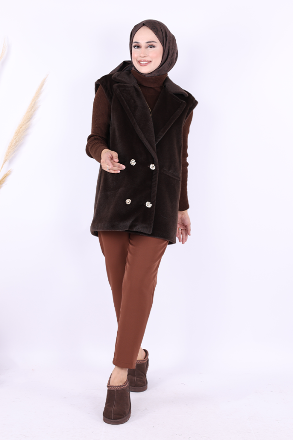 Angora Yelek 70031 Koyu Kahve - 1
