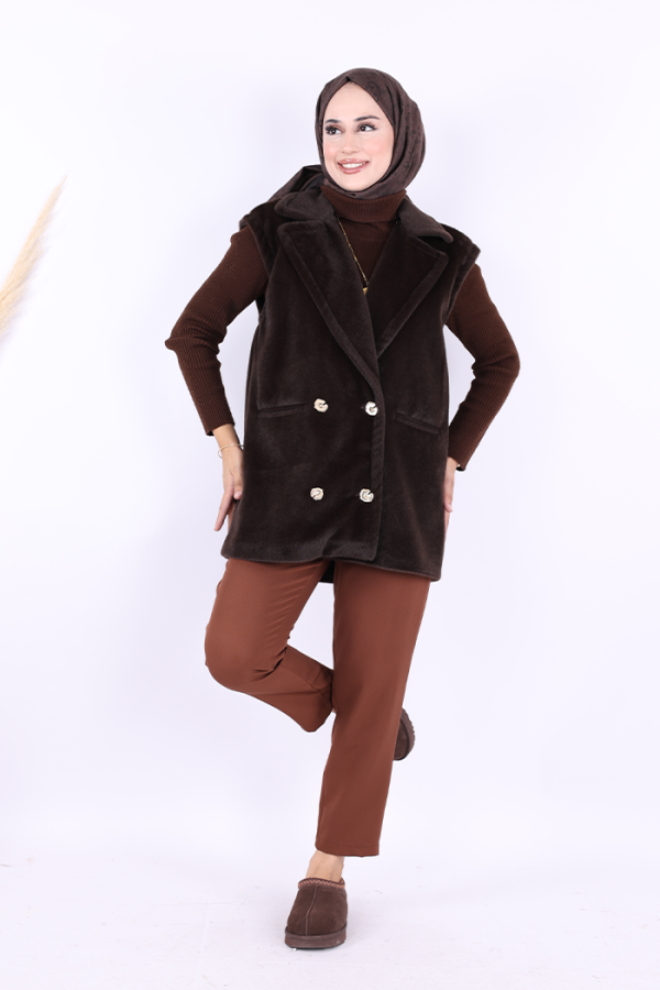 Angora Yelek 70031 Koyu Kahve - 2