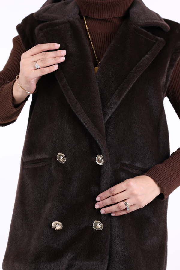 Angora Yelek 70031 Koyu Kahve - 6
