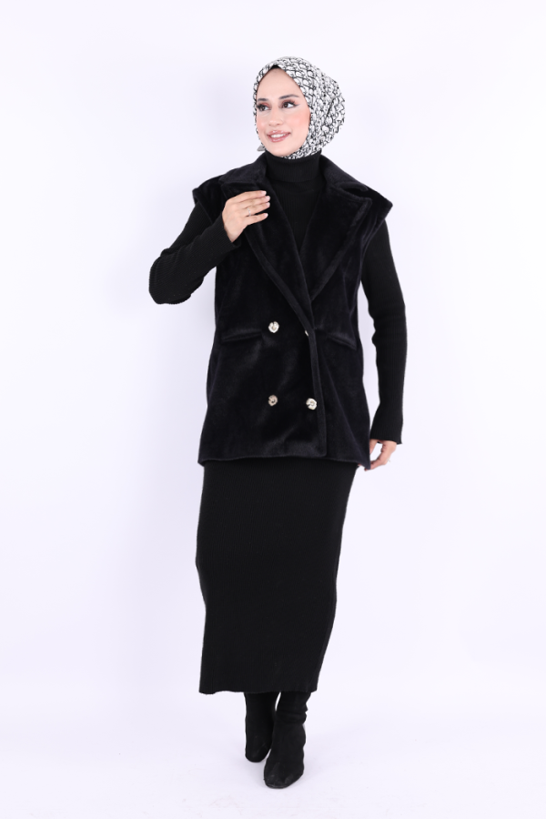 Angora Yelek 70031 Siyah - 1