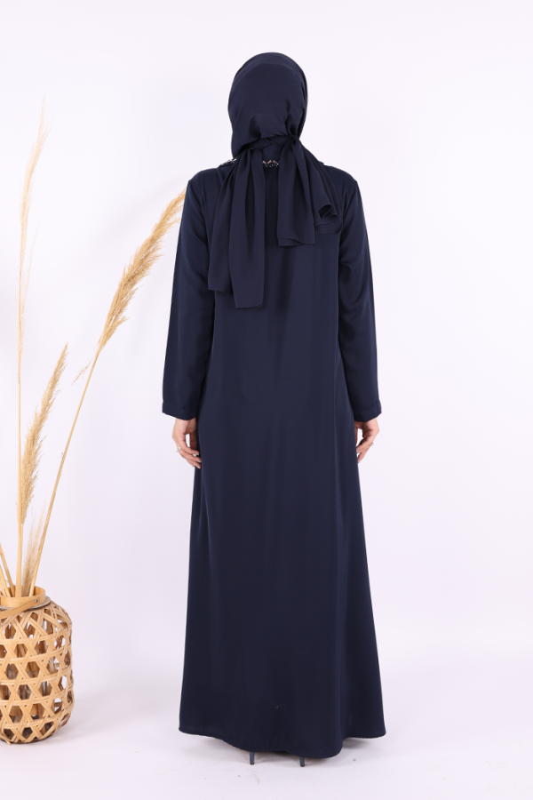 Arapça Harf Baskı Detaylı Abaya 70015 Lacivert - 5