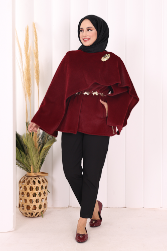 Atkı Detay Panço 70061 Bordo - Bym Fashion (1)