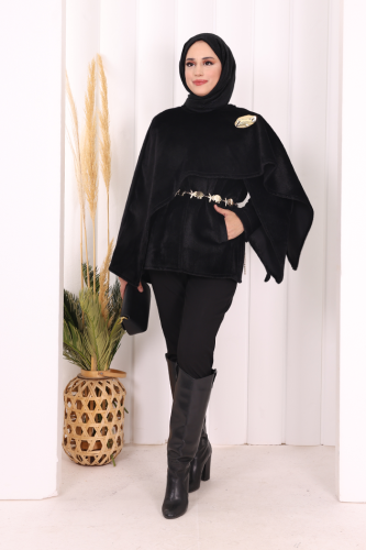 Atkı Detay Panço 70061 Siyah - Bym Fashion