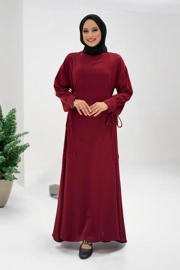 Bağlama Detaylı Elbise 6015 Bordo - 1