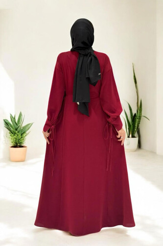 Bağlama Detaylı Elbise 6015 Bordo - 2