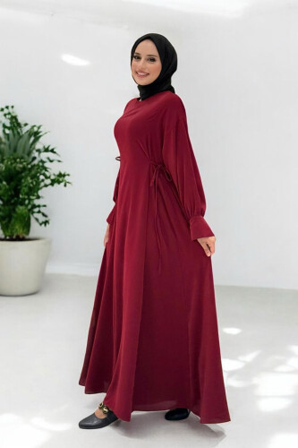Bağlama Detaylı Elbise 6015 Bordo - 3