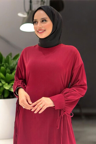 Bağlama Detaylı Elbise 6015 Bordo - 4