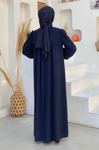 Bebekli Anne Elbisesi 3896 Lacivert - Bym Fashion (1)