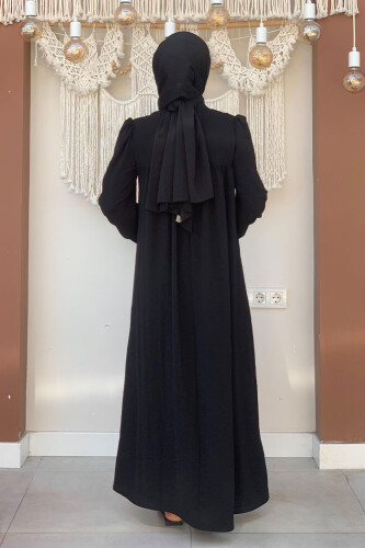 Bebekli Anne Elbisesi 3896 Siyah - Bym Fashion (1)