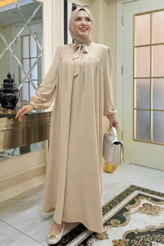 Bebekli Anne Elbisesi 3896 Taş - Bym Fashion (1)