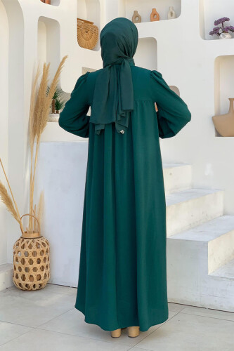 Bebekli Anne Elbisesi 3896 Zümrüt - Bym Fashion (1)