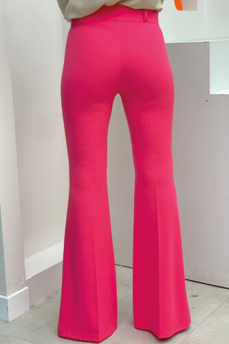 Waist Zippered Flared Trousers 0231 Fuchsia - Bym Fashion (1)