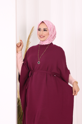 Belden Bağlamalı Panço 18308 Mürdüm - 6