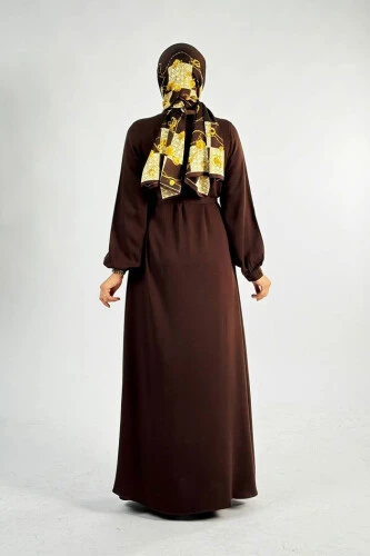 Birit Detaylı Düğmeli Ferace 6043 Kahverengi - Bym Fashion (1)