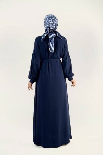 Birit Detaylı Düğmeli Ferace 6043 Lacivert - Bym Fashion (1)