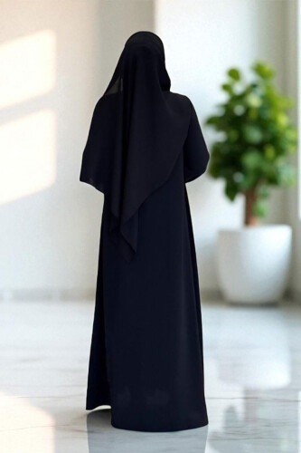 Boydan Düğmeli Ferace Elbise 3975 Siyah - Bym Fashion (1)