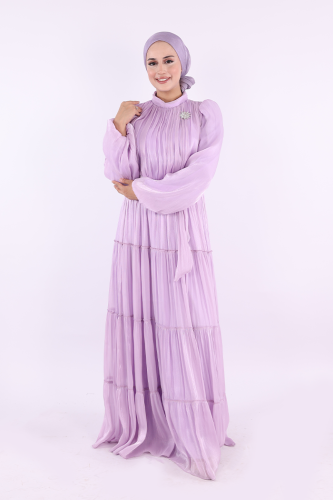 Broş Detaylı Valentino Abiye 7141 Lila - Bym Fashion (1)