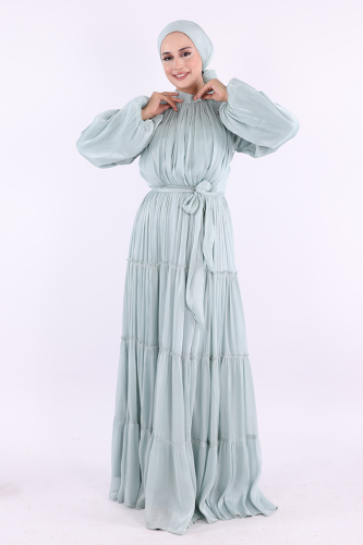 Broş Detaylı Valentino Abiye 7141 Mint - Bym Fashion (1)