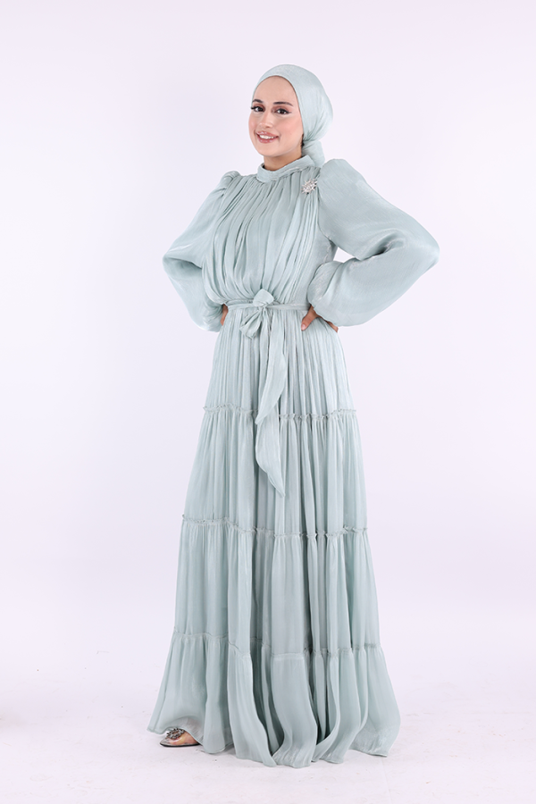 Broş Detaylı Valentino Abiye 7141 Mint - 3