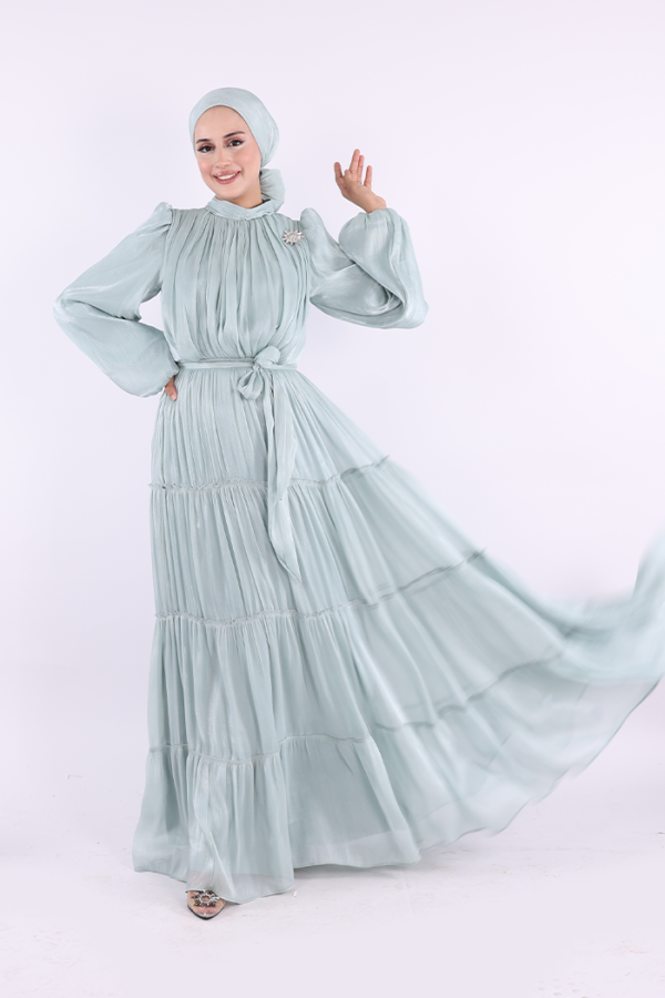 Broş Detaylı Valentino Abiye 7141 Mint - 4