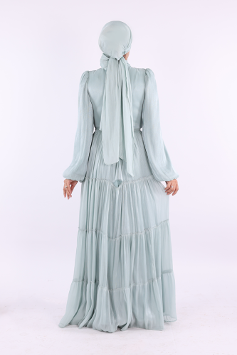 Broş Detaylı Valentino Abiye 7141 Mint - 5