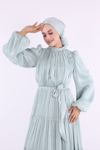 Broş Detaylı Valentino Abiye 7141 Mint - 6