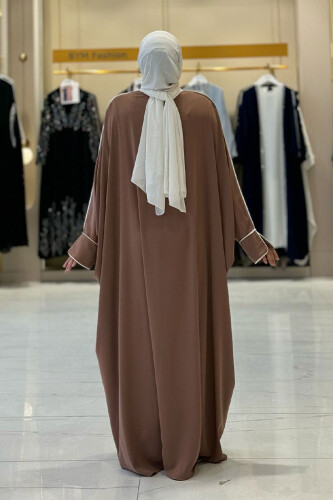 Fermuarlı Yarasakol Ferace 6002 Vizon - Bym Fashion (1)