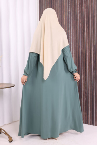 Fermuarlı Kol Manşetleri Büzgülü Mevlana Ferace 6007 Mint - 8