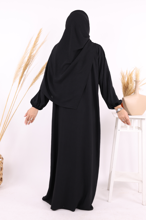 Fermuarlı Kol Manşetleri Büzgülü Mevlana Ferace 6007 Siyah - 7